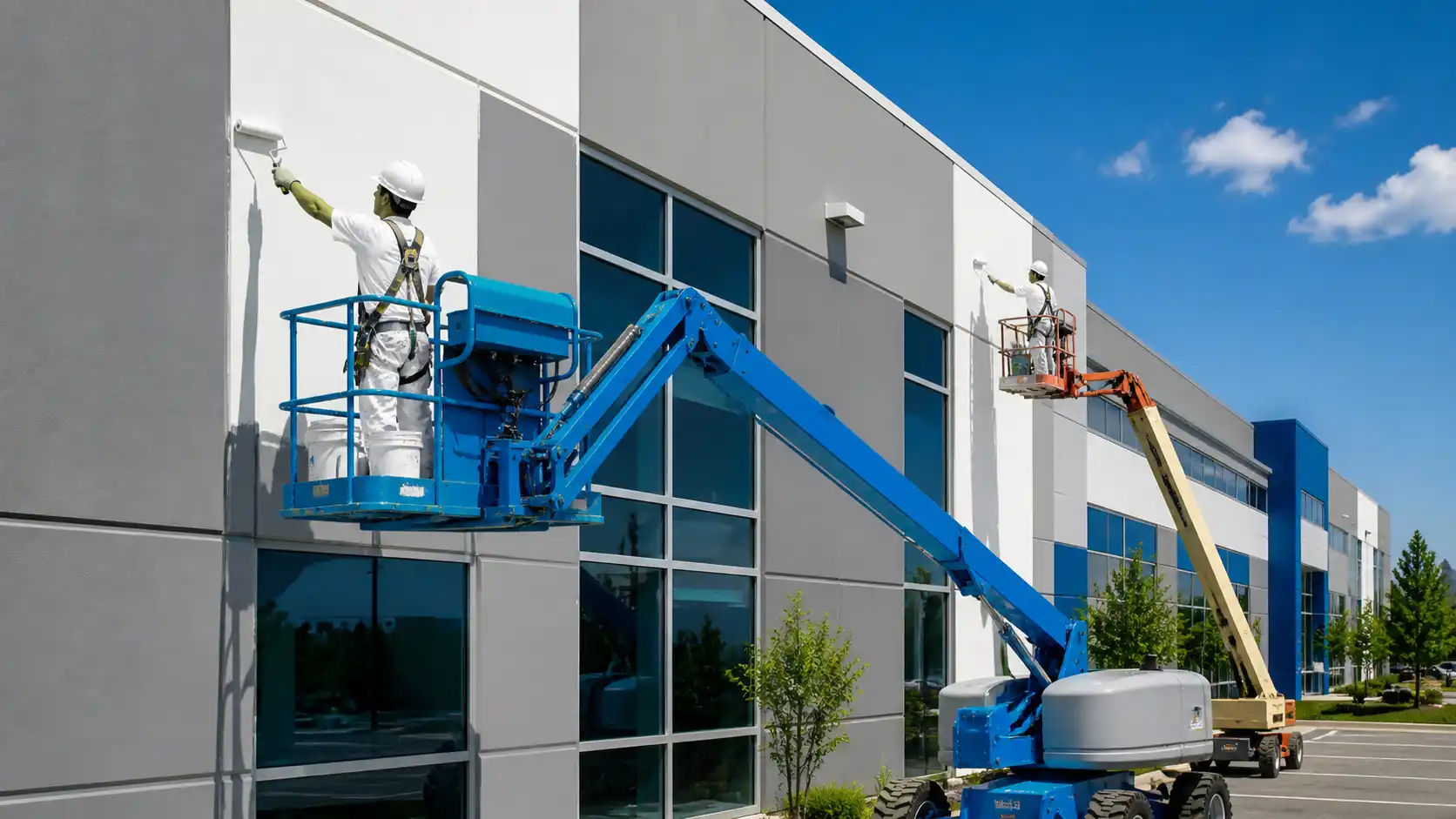 Fresh commercial office interior painting with clean professional finish